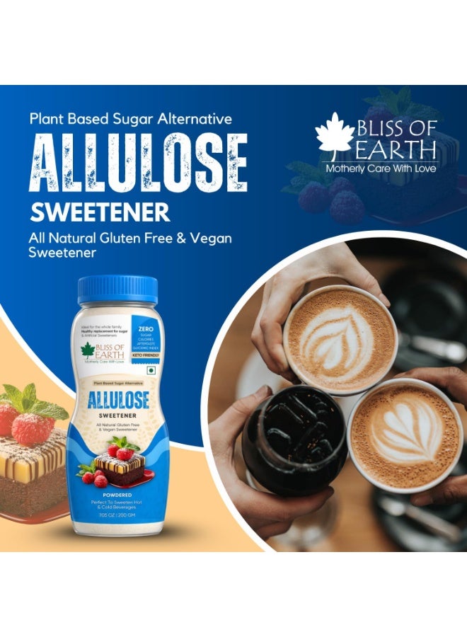 Bliss of Earth Allulose Powder 200g | Rare Sugar Sweetener | Zero Added Sugar | Low Calorie Sugar Substitute | Keto Friendly Sweetener | Diabetic Friendly Sugar Alternative | Baking, Coffee & Dessert Use | Vegan Non-GMO - Image 2
